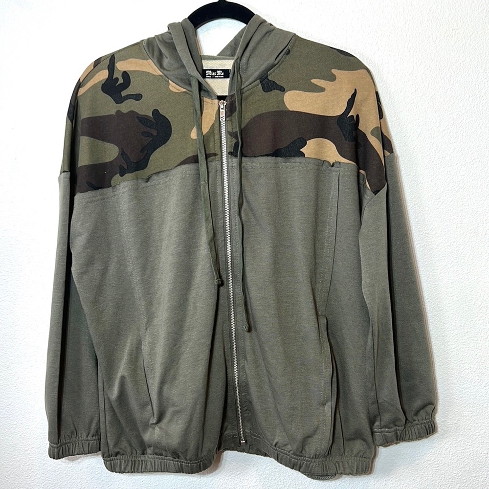Miss Me Camo Zip Hooded Jacket Size S
